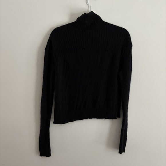 Free People Women S Black Soft Pullover Aubrey 100% Cashmere Turtleneck Sweater - Picture 11 of 11